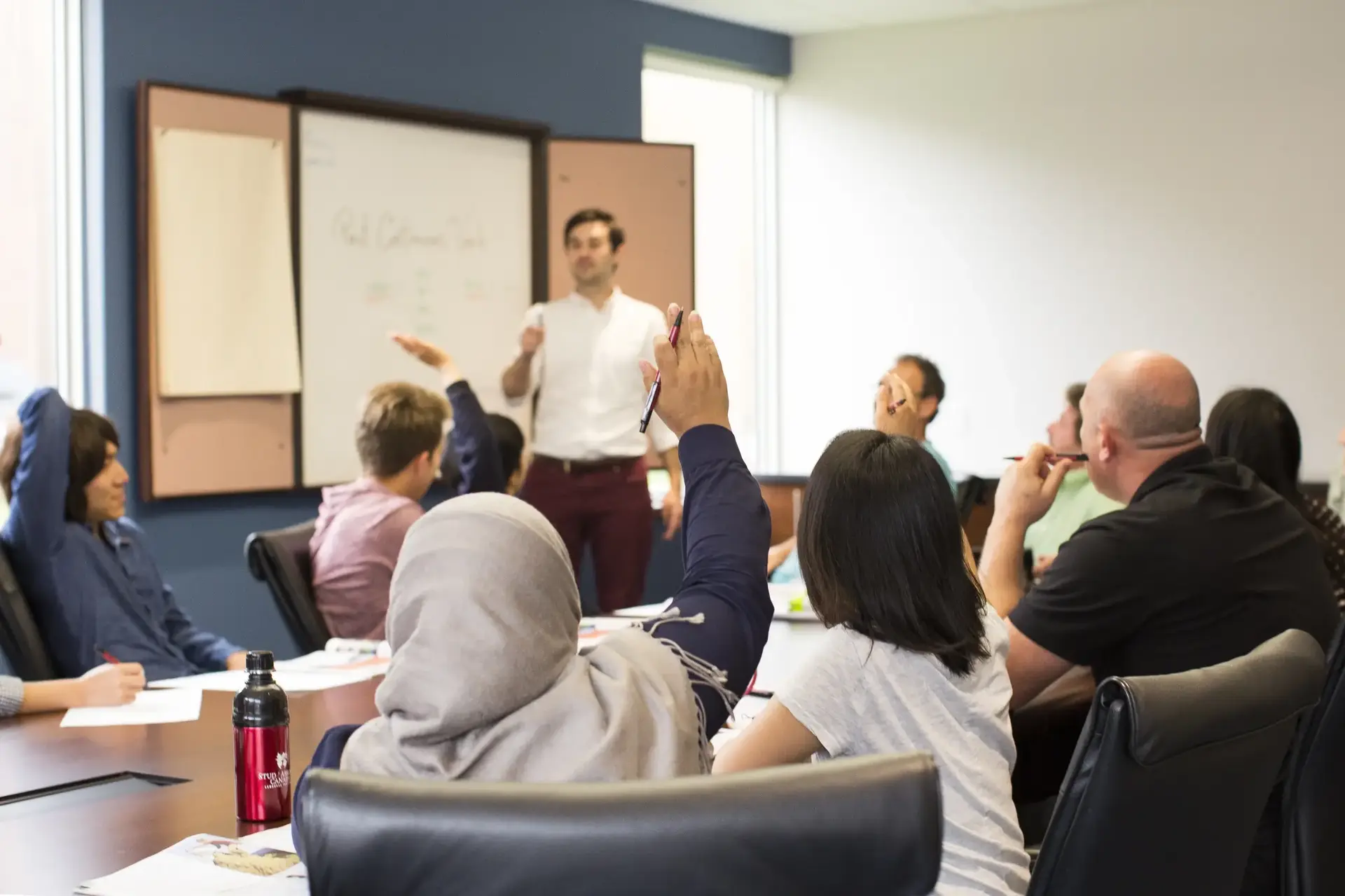 Students and teachers during an Intensive English Program classroom session